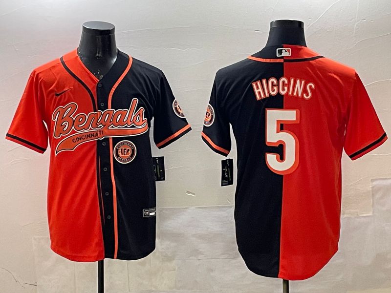 Men Cincinnati Bengals #5 Hiccins Orange Black Joint Name 2025 Nike Limited NFL Jersey style 1->cincinnati bengals->NFL Jersey